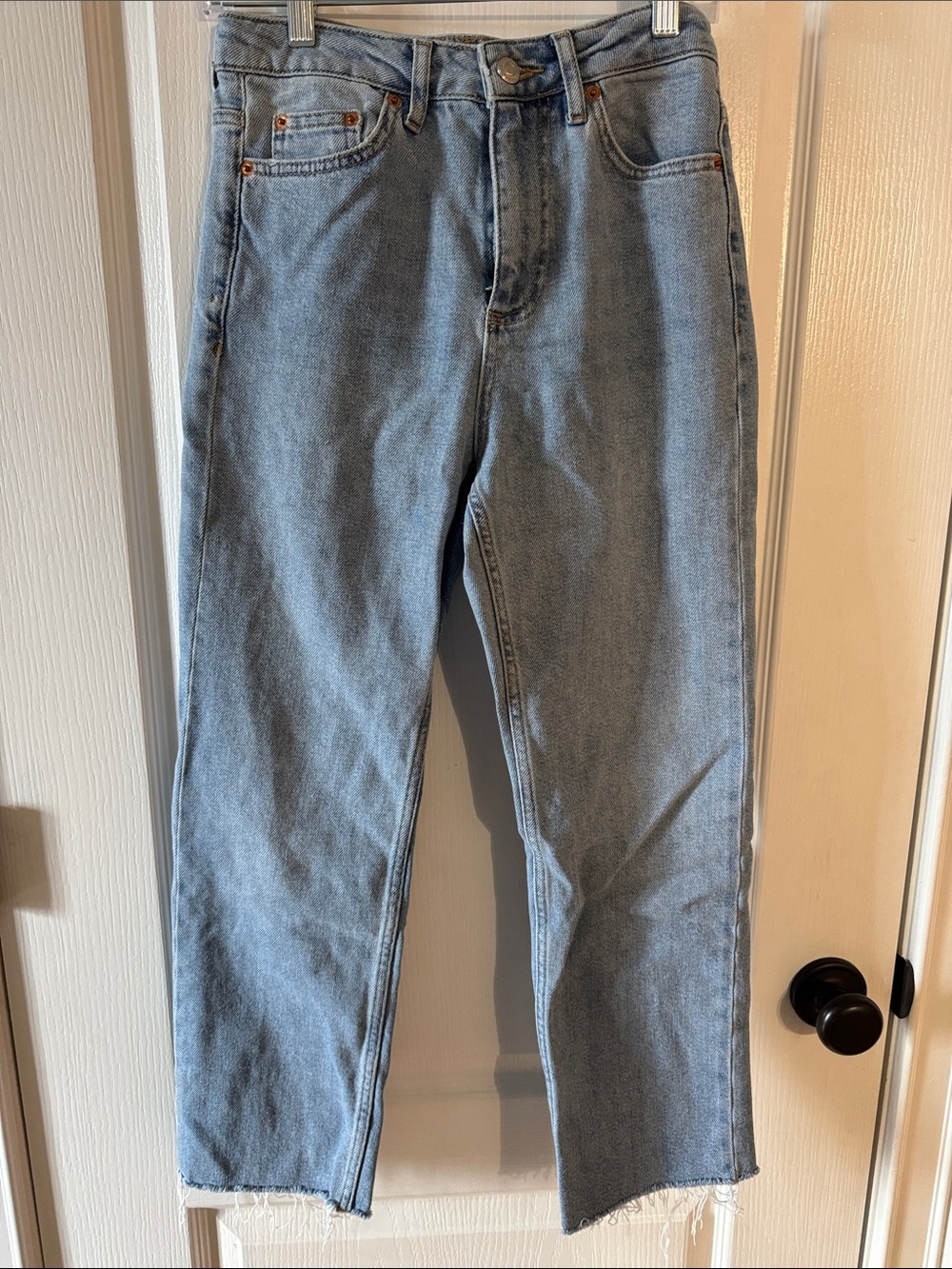 Topshop Women’s Straight Jeans in Light Blue Denim